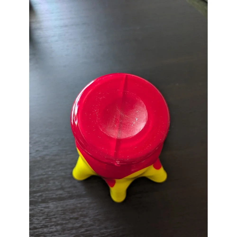 Vintage Yellow Red Ruffled Handkerchief Glass Vase Large Midcentury Modern Art